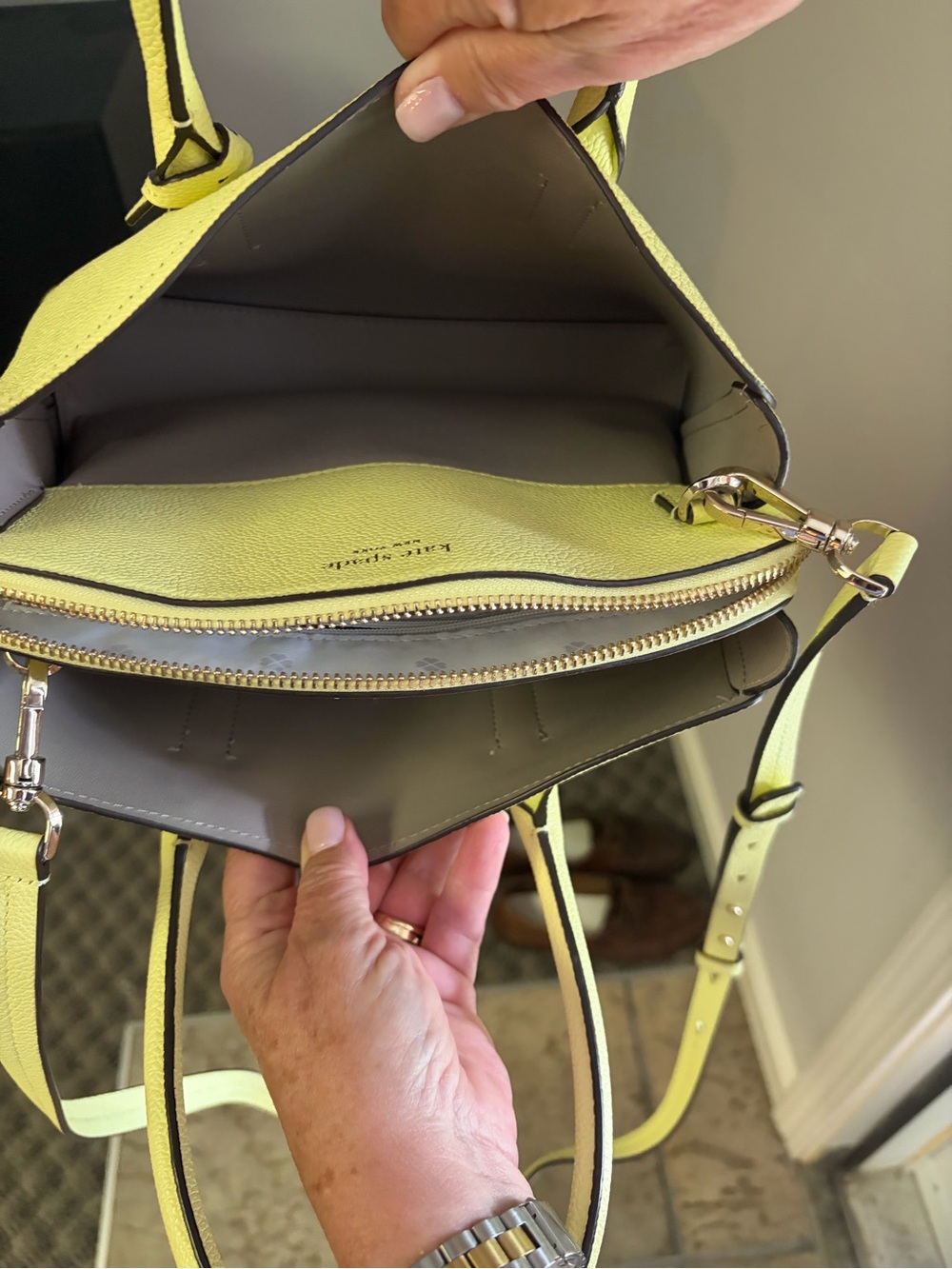 kate spade Lemon Yellow Pebbled Leather Satchel - Picture 4 of 4